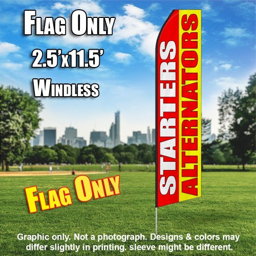 Starters/Alternators (Yellow/Red)   Windless Advertising Feather Flag Only