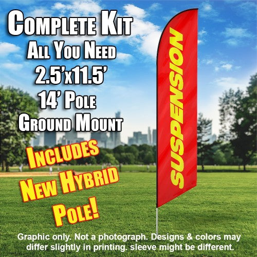 Suspension (Red/Yellow)  Windless Advertising Feather Flag Kit  (Flag, Pole, & Ground Spike) 14 Feet Outdoor Flags (Copy)