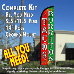 Tacos & Burritos (Red/Green)  Windless Advertising Feather Flag Only