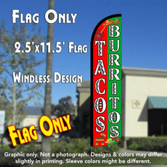 Tacos Burritos (Red/Green)  Windless Advertising Feather Flag Only