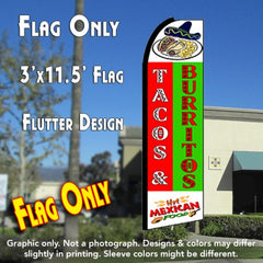 Tacos & Burritos (Green/Red)  Windless Advertising Feather Flag Only