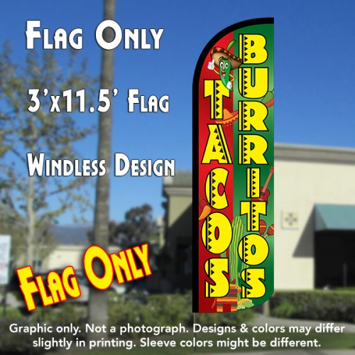 Tacos & Burritos (Red/Green)  Windless Advertising Feather Flag Only