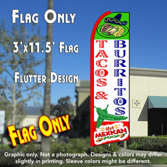 Tacos & Burritos (White/Green Chili)  Windless Advertising Feather Flag Only