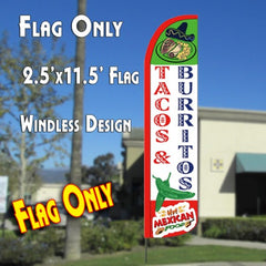 Tacos & Burritos  Windless Advertising Feather Flag Only