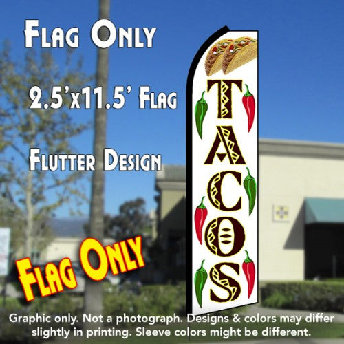 Tacos (White/Yellow)  Windless Advertising Feather Flag Only