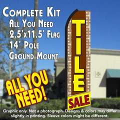 Tile Sale (Brown/Yellow)  Windless Advertising Feather Flag Kit  (Flag, Pole, & Ground Spike) 14 Feet Outdoor Flags
