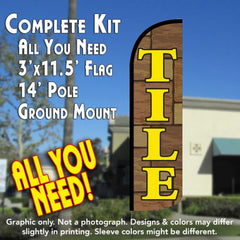 Tile  Windless Advertising Feather Flag Kit  (Flag, Pole, & Ground Spike) 14 Feet Outdoor Flags