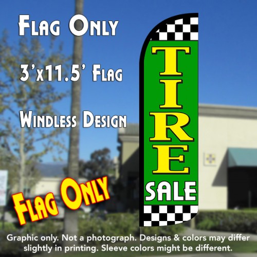Tire Sale (Lime/Checkered)  Windless Advertising Feather Flag Only