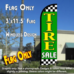 Tire Sale (Lime/Checkered)  Windless Advertising Feather Flag Only