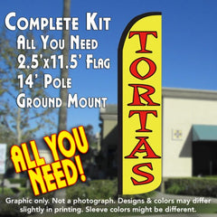 Tortas  Windless Advertising Feather Flag Kit  (Flag, Pole, & Ground Spike) 14 Feet Outdoor Flags