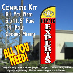 Toyota Repair Experts  Windless Advertising Feather Flag Kit  (Flag, Pole, & Ground Spike) 14 Feet Outdoor Flags