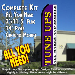 Tune Ups All Makes And Models (Purple/White)  Windless Advertising Feather Flag Kit  (Flag, Pole, & Ground Spike) 14 Feet Outdoor Flags