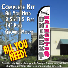 Unisex Haircuts  Windless Advertising Feather Flag Kit  (Flag, Pole, & Ground Spike) 14 Feet Outdoor Flags