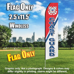 U.S. Coast Guard Feather Red, Blue And White  Windless Advertising Feather Flag Only