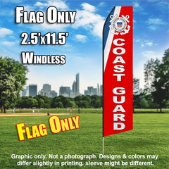 U.S. Coast Guard Feather Red, White And Blue  Windless Advertising Feather Flag Only