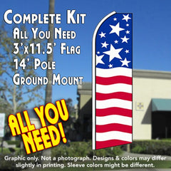 Usa Pride  Windless Advertising Feather Flag Kit  (Flag, Pole, & Ground Spike) 14 Feet Outdoor Flags