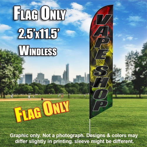 Vape Shop (Black/Black Rasta Tri Color)  Windless Advertising Feather Flag Only