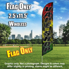 Vape Shop (Black/Black Rasta Tri Color)  Windless Advertising Feather Flag Only