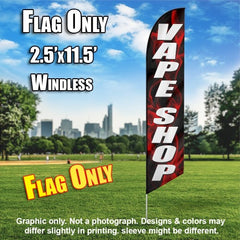 Vape Shop Black / White Red Smoke  Windless Advertising Feather Flag Only