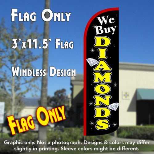 We Buy Diamonds (Black/Yellow)  Windless Advertising Feather Flag Only