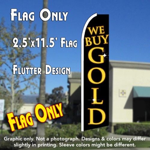 We Buy Gold (Black/Yellow) Windless Advertising Feather Flag Only