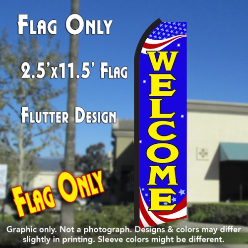 Welcome (Patriotic)  Windless Advertising Feather Flag Only