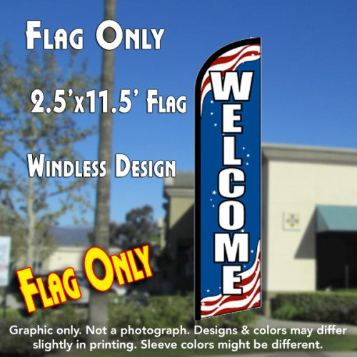 Welcome (Patriotic)  Windless Advertising Feather Flag Only