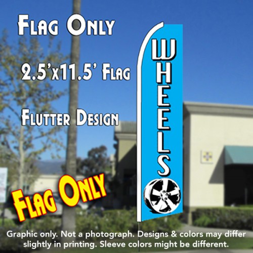 Wheels (Blue) Windless Advertising Feather Flag Only