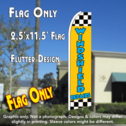 Windshield Repair (Checkered) Windless Advertising Feather Flag Only
