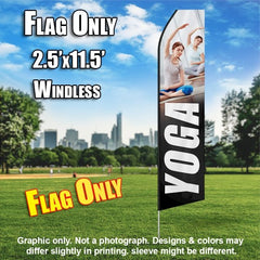 Yoga (People Stretching/White Letters)   Windless Advertising Feather Flag Only