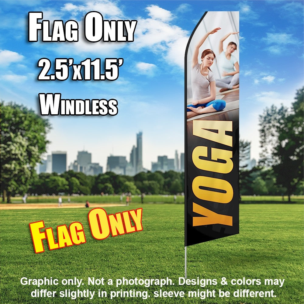 Yoga (People Stretching/Yellow Letters)   Windless Advertising Feather Flag Only