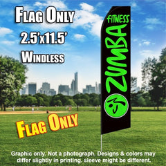Zumba Fitness Black And Green   Windless Advertising Feather Flag Only