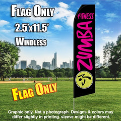 Zumba Fitness Black And Hot Pink   Windless Advertising Feather Flag Only