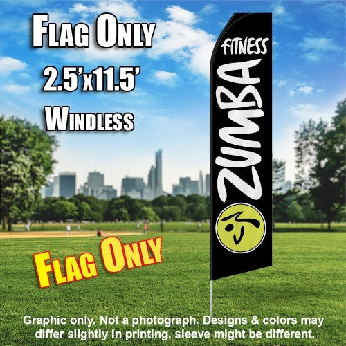 Zumba Fitness Black And White   Windless Advertising Feather Flag Only