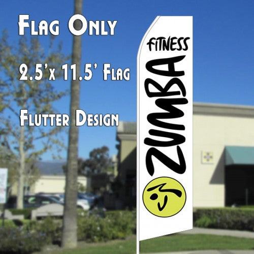 Zumba Fitness White And Black   Windless Advertising Feather Flag Only