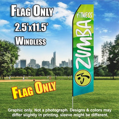 Zumba Fitness Light Green And White   Windless Advertising Feather Flag Only