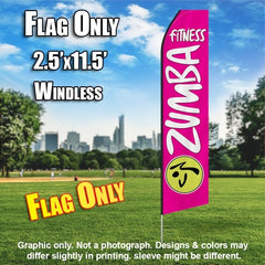 Zumba Fitness Hot Pink And White   Windless Advertising Feather Flag Only