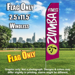 Zumba Fitness Magenta And White   Windless Advertising Feather Flag Only