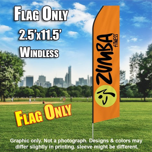 Zumba Fitness Orange And Black   Windless Advertising Feather Flag Only