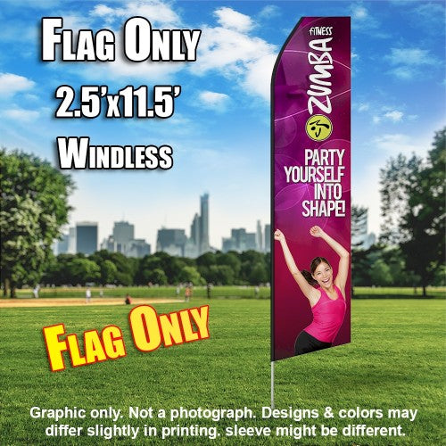 Zumba Fitness Party Yourself Into Shape   Windless Advertising Feather Flag Only