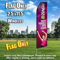 Zumba Fitness Party Yourself Into Shape   Windless Advertising Feather Flag Only