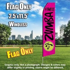 Zumba Fitness Hot Pink And Black   Windless Advertising Feather Flag Only