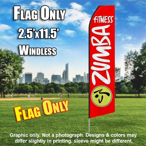 Zumba Fitness Red And White   Windless Advertising Feather Flag Only