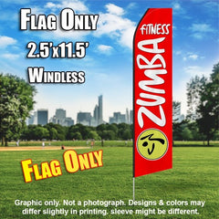 Zumba Fitness Red And White   Windless Advertising Feather Flag Only