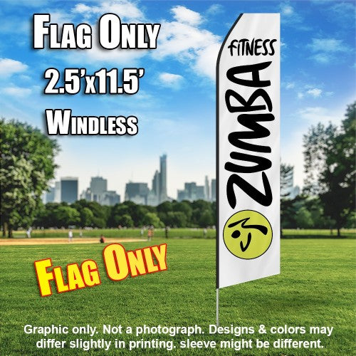 Zumba Fitness White And Black Windless Advertising Feather Flag Only