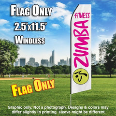 Zumba Fitness White And Hot Pink   Windless Advertising Feather Flag Only