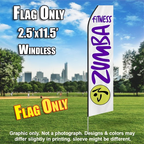 Zumba Fitness White And Purple   Windless Advertising Feather Flag Only