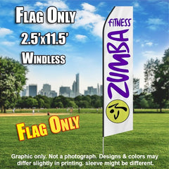 Zumba Fitness White And Purple   Windless Advertising Feather Flag Only