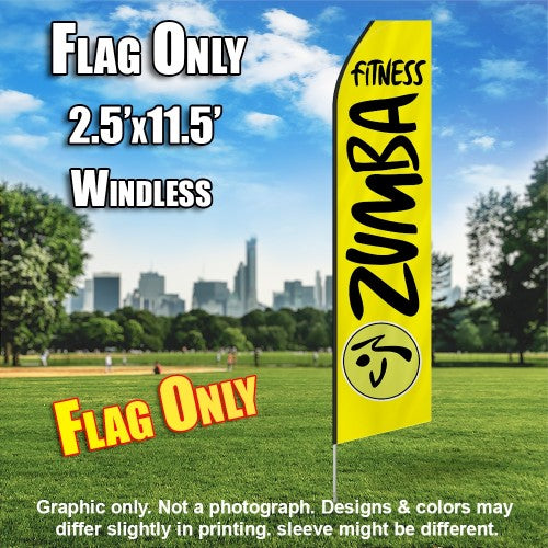 Zumba Fitness Yellow And Black   Windless Advertising Feather Flag Only